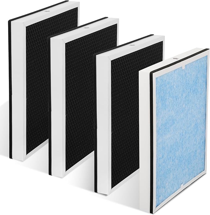 HEPA/Activated Carbon Filter Replacement, HEPA 550 Fliter Replacement Set Compatible with AlorAir CleanShield 550 Air Scrubber(4 Packs)