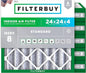 Filterbuy 24x24x4 Air Filter MERV 8 Essential Dust & Allergy Defense (6-Pack), Electrostatic Pleated HVAC AC Furnace Filters Replacement, Made in USA (Actual Size: 23.38 x 23.38 x 3.63)