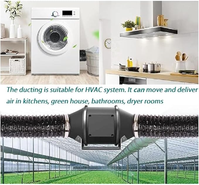 7in 6.56ft Dryer Vent Exhaust Duct Hose, Flexible Aluminum Air Ducting for HVAC Ventilation, Fan Filter and Grow Tent