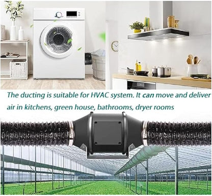 7in 6.56ft Dryer Vent Exhaust Duct Hose, Flexible Aluminum Air Ducting for HVAC Ventilation, Fan Filter and Grow Tent