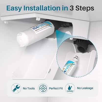 ICEPURE Alkaline ADQ36006101 Refrigerator Water Filter and Air Filter Replacement for LG LT700P, Kenmore Elite 46-9690, FML-3, ADQ36006102, RWF1052, CLCH106, RWF1200A, LFX28968ST, Enhances PH, 3Pack