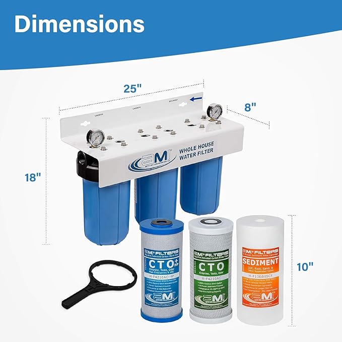 Applied Membranes Inc. 3-Stage Whole-House Water Filter System with 10-Inch Sediment and Carbon-Block Filters