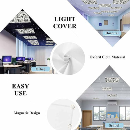 4 Pack Fluorescent Light Cover, Western Cowboys Light Covers for Ceiling Lights, Vintage Desert Canyon Cactus Horseshoe Magnetic Lights Filters Ceiling Shade for Classroom/Office - 4 x 2 Feet