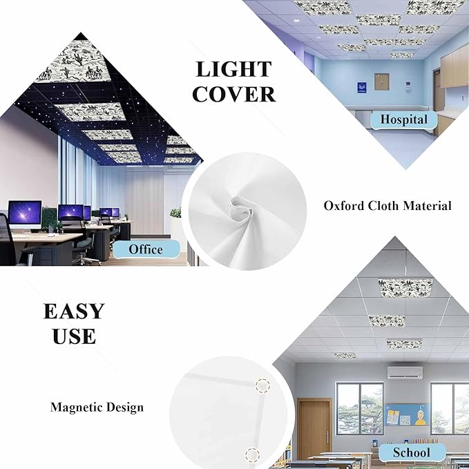1 Pack Fluorescent Light Cover, Western Cowboys Light Covers for Ceiling Lights, Vintage Desert Canyon Cactus Horseshoe Magnetic Lights Filters Ceiling Shade for Classroom/Office - 4 x 2 Feet
