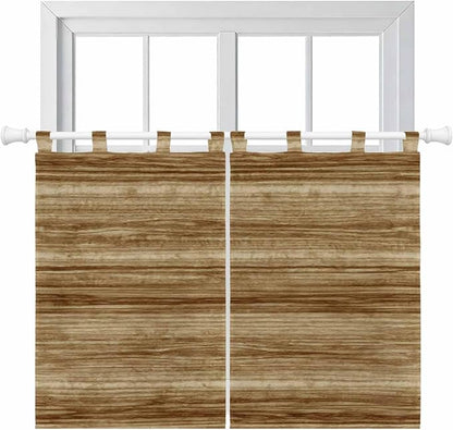 Vintage Western Bedroom Curtains 63 Inch Length, Window Curtains Tab Top, Rustic Farmhouse Wooden Grain Barn Door Light Filtering Window Treatments Drapes 42"x63" 2 Panel