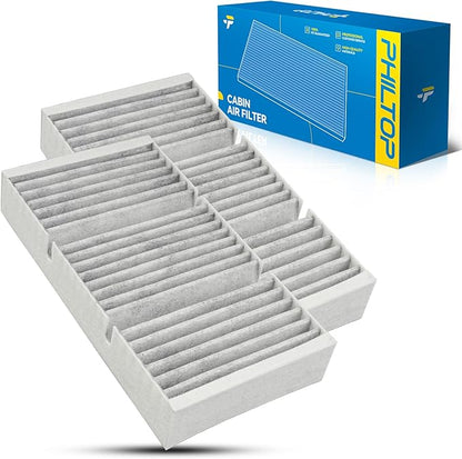 PHILTOP Cabin Air Filter w/Activated Carbon, Compatible with CF12528 Mercedes-Benz GLE350 2016-2018, ML350 2014-2015, GLS450 2017-2018, GL450 2015-2016 with Filter Up Dust Pollen Odor