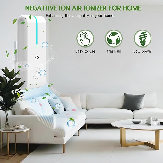 Plug In Air Ionizers - Negative Ion Technology Air Purifier - Quiet Operation Portable Air Filter Odor, Pets Smell for Home, Bedroom, Office, Garage Room- Air Cleaner White (6 Pack)