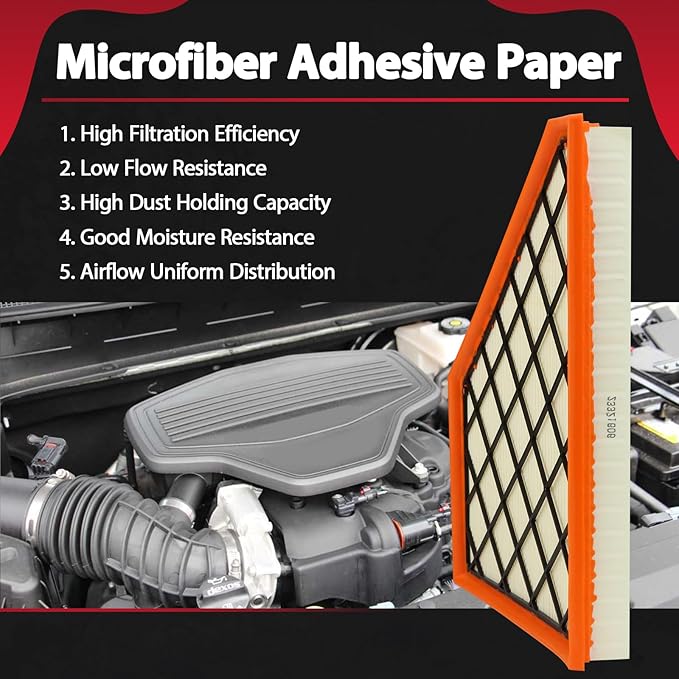 A3212C Engine Air Filter Kit Fit for 2018-2023 Chevy Traverse/ 2019-2023 Chevy Blazer/ 2017-2023 GMC Acadia/ 2018-2023 Buick Enclave/ 2017-2023 Cadillac XT5 A3212C 23321606