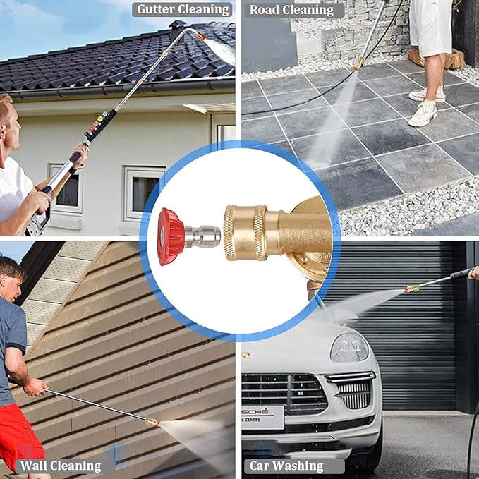 Lucstar Radiator Cleaning Wand Accessories,Quick Connect Pivoting Coupler, 240 Degree with 7 Angles for Pressure Washer Nozzle Tips,Pressure Washer Gutter Attachment