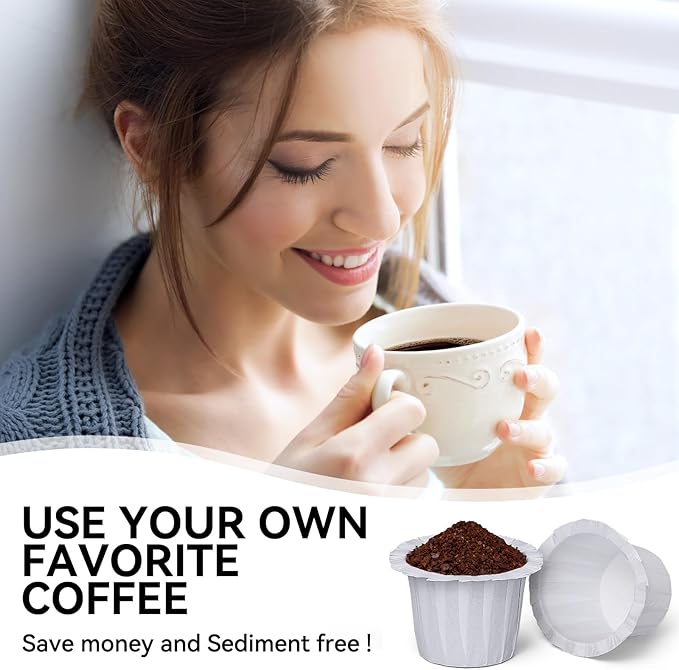100 Count Fanativita K Cup Coffee Filters Disposable for Keurig Single Cup, Compatible with All Reusable K Cups (White)