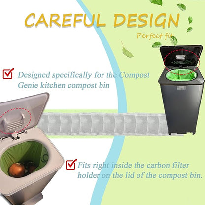 Compost Bin Deodorizers Carbon Filters Compatible with Compost Genie Kitchen Compost Bin, Replacement Coconut Shell Activated Carbon Purifying Deodorizer, 12 Pack