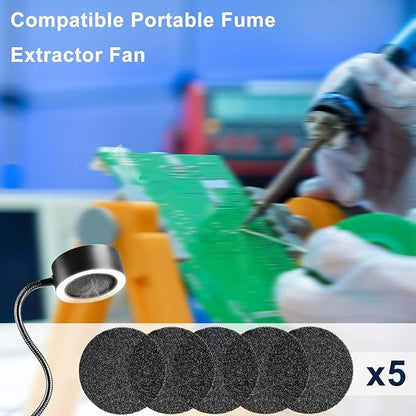 Replacement Carbon Filter Compatible with SainSmart/Toolour Portable Fume Extractor Fan carbon Filter, Magnetic Solder Smoke Absorber for Soldering filter, 5 pcs