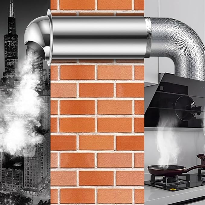 304 Stainless Steel Range Hood Exhaust Pipe, Weatherproof Cap, Exterior Wall air Outlet, Thickened Vent (Size : 200mm/7.87in)