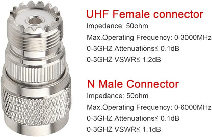 10 Pack N Male to UHF Female SO-239 Connector Adapter N Connector to PL-259 SO239 RF Coaxial Cable Adapter