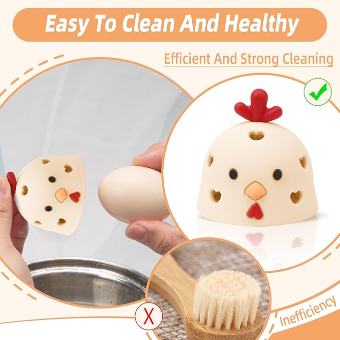 Silicone Egg Brush Cleaner, Egg Cleaner for Fresh Eggs, Egg Scrubber for Fresh Eggs, Egg Washer for Fresh Eggs, Reusable Cleaning Tools for Egg Washer (Khaki)