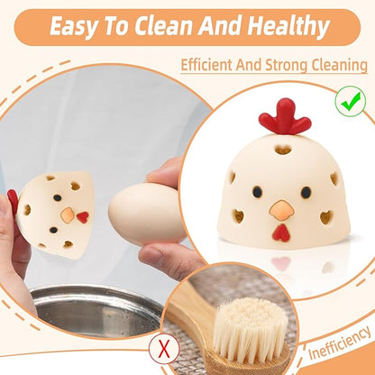 Silicone Egg Brush Cleaner, Egg Cleaner for Fresh Eggs, Egg Scrubber for Fresh Eggs, Egg Washer for Fresh Eggs, Reusable Cleaning Tools for Egg Washer (Khaki)