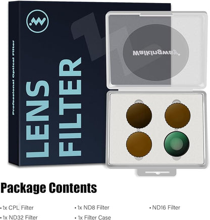 Walking Way Camera Lens Filters ND PL Set Compatible with DJI Osmo Action 4/5 Pro Accessories Kit, 4 Pack CPL ND8 ND16 ND32 Camera Lens Polarizing Neutral Density Filters Multicoated HD Optical Glass