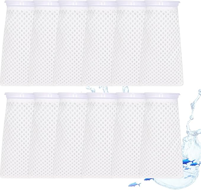 12 Pack 4 Inch Filter Sock, 150 Micron, Ring Honeycomb Filter Socks, Filter Socks for Saltwater Aquarium,Freshwater Aquarium Filter Bags, Filter Bags for Fish Tank