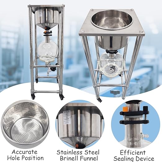 INTSUPERMAI 10L Buchner Funnel Filtering Kit, with 10L Vacuum Flask, Stainless Steel Frame, Negative Pressure Filtration, Lab Vacuum Suction Filter for Liquid-Liquid Extraction