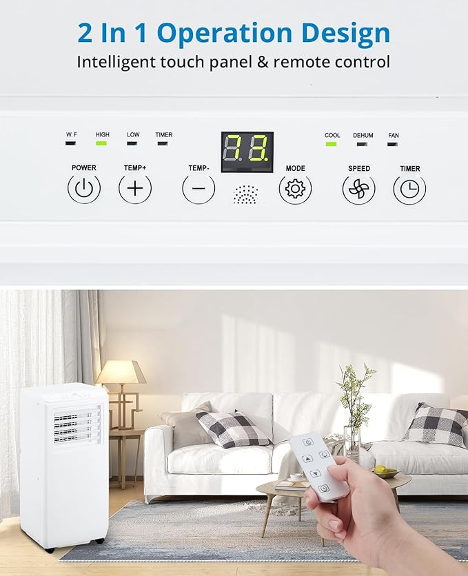 Portable Air Conditioner 10000 BTU, Portable AC Unit with Remote Control, Energy-Efficient Cooling for 450 Sq.ft Spaces, 3in1 Portable AC with Dehumidifier, Cooling & Fan Mode for Bedroom Room