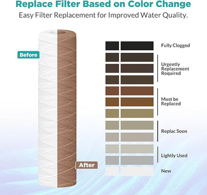 SimPure 5 Micron 10" x 2.5" String Wound Whole House Water Filter Cartridge for Well Water, Sediment Filter Replacement for Housing DB1025 AP110 (4 Pack)