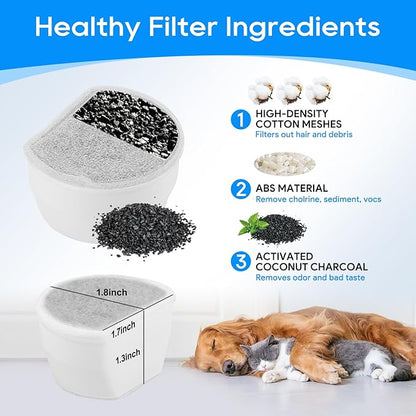 Replacement Carbon Filters for Drinkwell, Cat Water Fountain Filter, Dog Pet Fountain Filters Compatible with Petsafe Water Fountains Seaside Creekside Pagoda Seascape Butterfly Avalon 6PCS