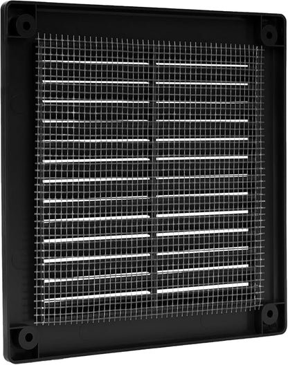 Vent Systems 4.5" x 4.5" Inch (Opening Dimensions) - Pack of 2 - Black Plastic Soffit Vent Cover - Durable Square Air Vent Grille with Mesh Screen - Ventilation Grill Wall, Ceiling Indoor, Outdoor