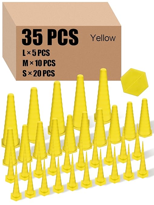 Hydraulic Oil Service Plugs Large Medium Small Sizes Multi Pack Rubber Drip Proof Hose Plugs Industrial Hydraulic Kit for Irrigation, 3 Sizes(35 Pcs,Yellow)