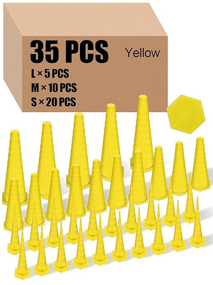Hydraulic Oil Service Plugs Large Medium Small Sizes Multi Pack Rubber Drip Proof Hose Plugs Industrial Hydraulic Kit for Irrigation, 3 Sizes(35 Pcs,Yellow)