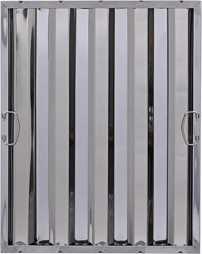 20" x 25" Stainless Steel Commercial Hood Filter – Dishwasher Safe, Welded Baffle Grease Trap with Drop Handles – Easy Installation & Durable Grease Fire Prevention Filter