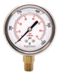 2-1/2" Oil Filled Pressure Gauge - Stainless Steel Case, Brass, 1/4" NPT, Lower Mount Connection, 0-1,000PSI