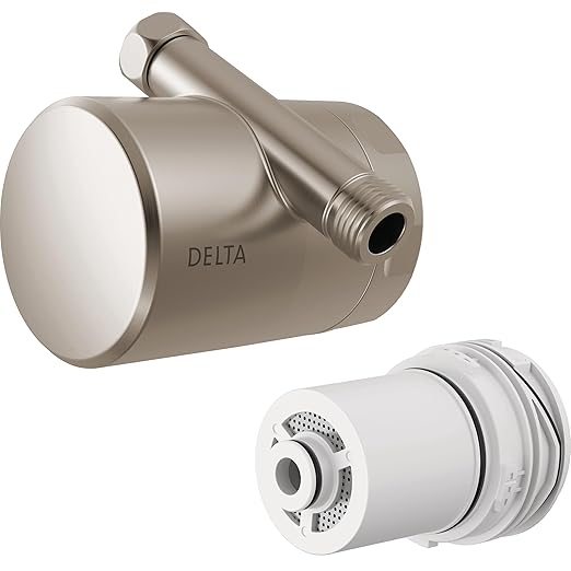 Delta Faucet Clarifi Standard Shower Filter Attachment Brushed Nickel with Additional Filter Cartridge