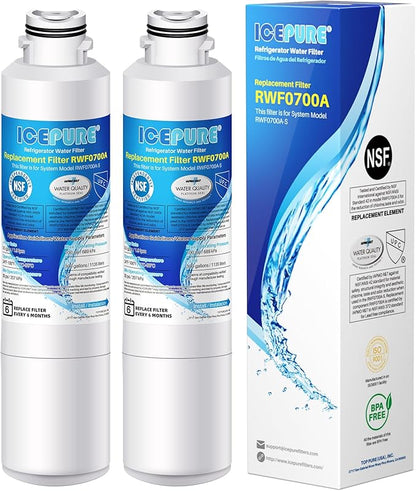 ICEPURE DA29-00020B Refrigerator Water Filter Replacement for Samsung RF28HFEDBSR, RF263BEAESR, HAF-CIN, RF263BEAESR, DA97-08006A, RF261BEAESR, DA29-00020A, RF28JBEDBSG, 46-9101, 2PACK