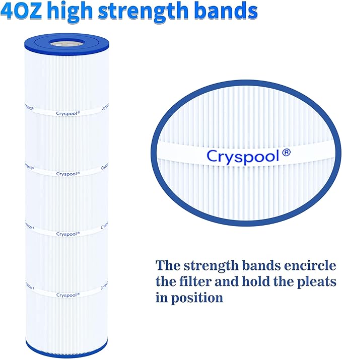 Cryspool® 07079 Filter Compatible with Jandy CL340, CV340, PJAN85, R0554500, C-7459, FC-0800, A0557900, 4×85 Sq. Ft Pool Filter Cartridge, 4 Pack