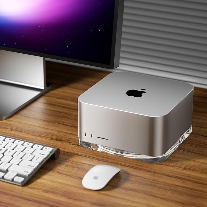 Transparent Acrylic mac Studio Stand, Built in Detachable air Filter Suitable for Mac Studio M2 Max, M2 Ultra, M1 Max, M1 Ultra Accessories，Cooling Desktop Bracket Mount