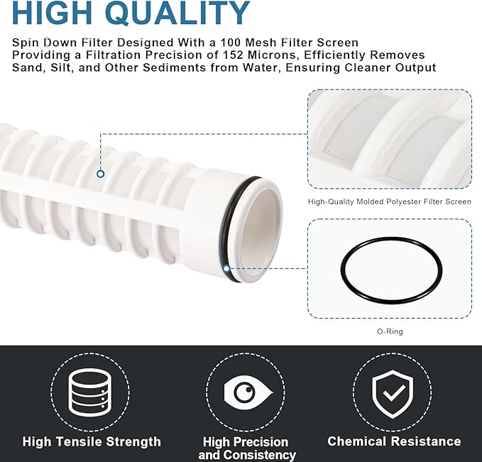 1-1/2" 100 Mesh Spin Down Replacement Filter Screen FS1-1/2-Re for Rusco & Vu-Flow Filtration System, FS1 1/2-100 Water Filter Element, Irrigation Sprinkler Filters for Water Spin Down Sediment Filter