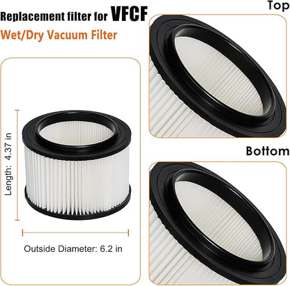 Universal VFCF Replacement Washable Filter fits Vacmaster 4 Gallon VFB511B 0201 Beast/ VWMB508 0101/ VF408/ VF409/ Professional VF410P, with 4x Foam Sleeve-2 Pack