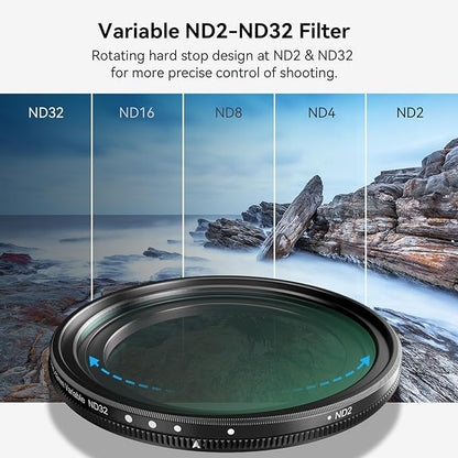 SmallRig 52mm Magnetic Variable ND Filter ND2-ND32 (1-5 Stops) No X Cross HD Optical Glass Waterproof Scratch Resistant Magnetic Adjustable Neutral Density Filter for Phone - 4215