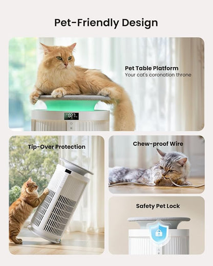 Large Air Purifiers for Home Large Room up to 4200ft², Yaber HEPA Air Purifier for Home Pets, Auto Mode PM2.5 VOC Monitor with Lights, APP Smart Air Cleaner for Pet Hair Odor Pollen Smoke Dust