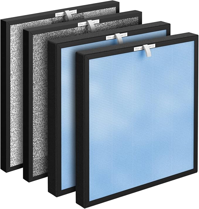 HSP001 True HEPA Replacement Filter Compatible with HSP001 Air Clean-er Purifier 4-in-2 filters of HEPA Filter, Activated Carbon and Cold Catalyst, 2 Packs