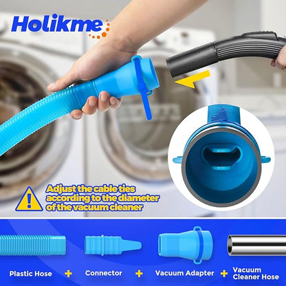 Holikme Dryer Vent Cleaner Kit 2 Pieces - Upgraded Dryer Lint Screens Cleaner Brush Part,Compatible with Most Vacuum Cleaner,Vacuum Hose Attachment & Refrigerator Coil Brush,Quickly Lint Remove,Blue