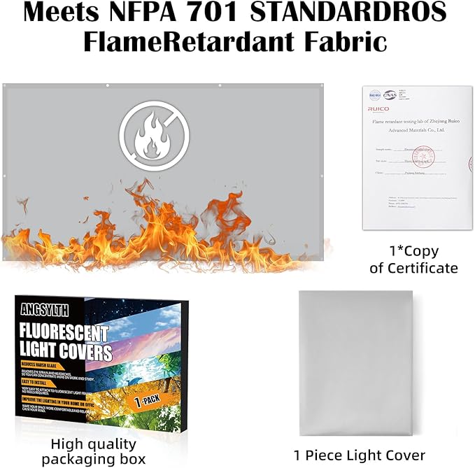 Fluorescent Light Covers - Classroom Covers for Ceiling Lights, 1 PCS 4 x 2 Feet Magnetic Light Filters, Classroom, Office Decor (Light Gray)