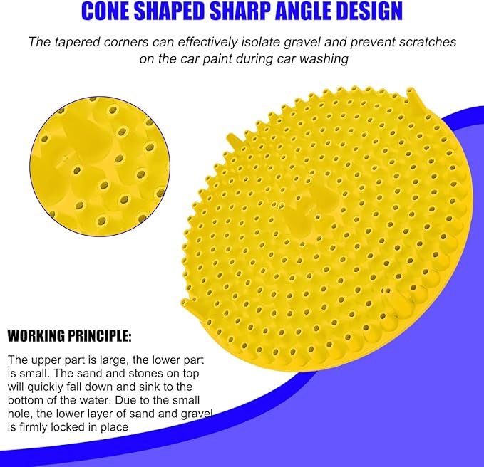 2PCS Car Wash Bucket Grit Trap Insert, 10.2" Vehicle Detailing Washing Filters for Dirt & Debris Trapping, Auto Collecting Sediment Cleaning Tool, Universal for SUV Sedan Truck (Yellow)