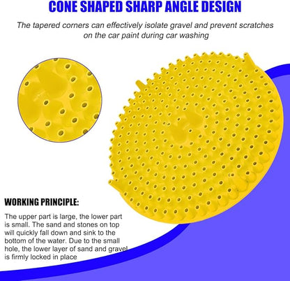 2PCS Car Wash Bucket Grit Trap Insert, 10.2" Vehicle Detailing Washing Filters for Dirt & Debris Trapping, Auto Collecting Sediment Cleaning Tool, Universal for SUV Sedan Truck (Yellow)