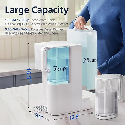 Philips Reverse Osmosis Water Filter Countertop ADD6926WH/37, 6 Stage RO Water Filtration System Purifier Dispenser with Aquaporin Technology, NSF/ANSI 372 Certified, Reduce TDS Lead