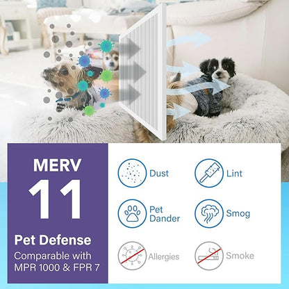 LotFancy 12x12x1 Air Filter MERV 11 4-Pack, Electrostatic Pleated AC Furnace Air Filter, Captures Dust, Smog & Pet Dander, Actual Size: 11.75"x11.75"x0.75"