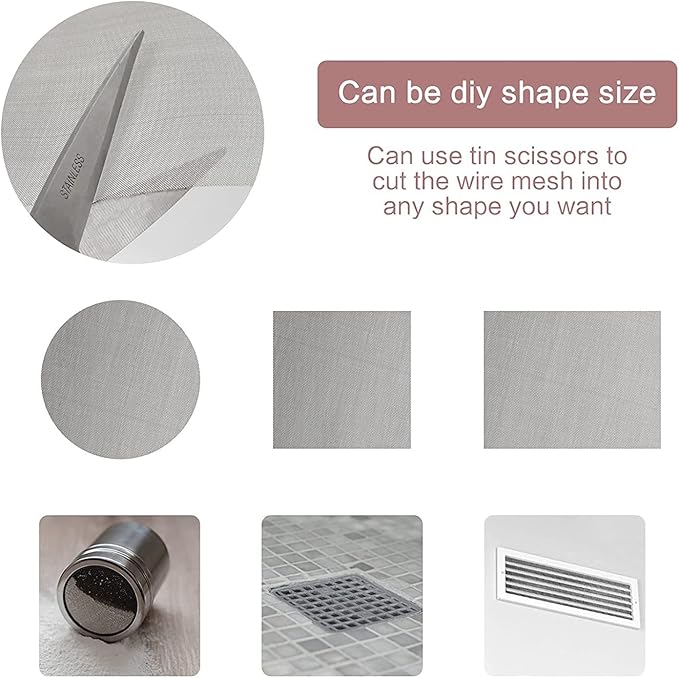 Stainless Steel Woven Wire Mesh Stainless Steel Wire Mesh 100 Fine Screen Filter Net Anti, Rust Tear Resistant Anti Mosquito Insect Cabinets