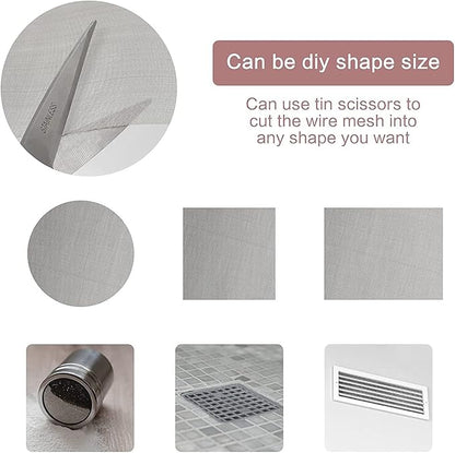 Stainless Steel Woven Wire Mesh Stainless Steel Wire Mesh 100 Fine Screen Filter Net Anti, Rust Tear Resistant Anti Mosquito Insect Cabinets