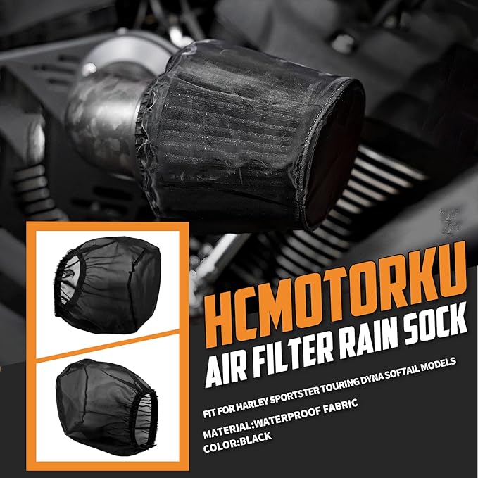 Air Filter Rain Sock Cover Dustproof Waterproof Air Filter Protective Cover Fit For Harley Touring FLHR FLHX Road King Street Glide Softail Sportster XL 1200 883 Dyna For 117 Air Cleaner