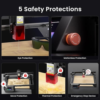 Longer RAY5 5W Laser Engraver with Air Pump, Limit Switch Kit and Y-Axis Extension Kit, Expand Working Area to 33.46" x 15.75", 3.5” Color Touch Screen, DIY Engraver Tool for Metal/Glass/Wood
